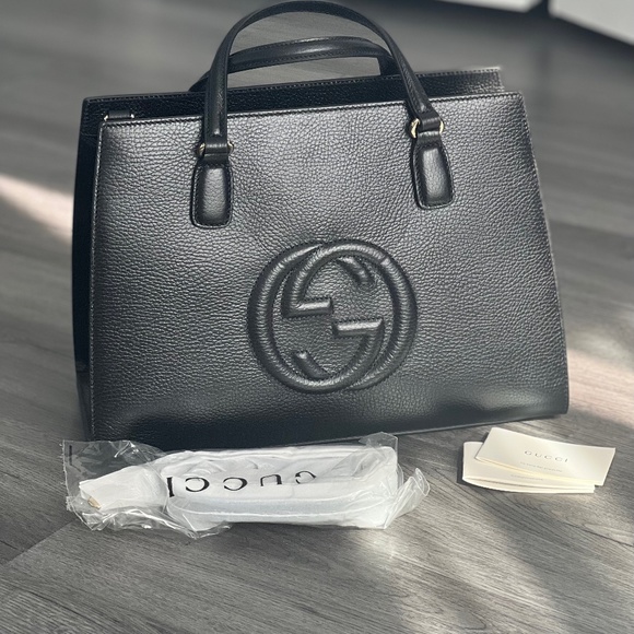 GUCCI SOHO LEATHER TOTE BAG - Picture 1 of 3